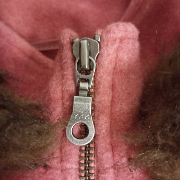 L.L. Bean Wool Blend Fleece Walking Coat Rose Pink Fur Hood Women’s Petite M - Picture 6 of 15